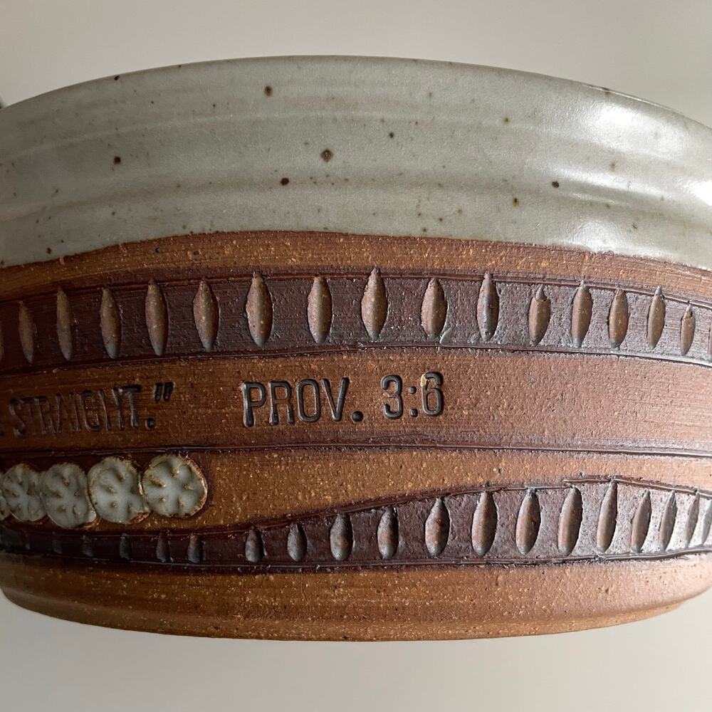 Down to Earth Ed Schrock Art Pottery Bowl Proverbs 3:6 Handmade Christian Art